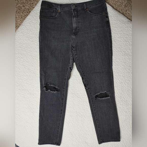 EXPRESS HIGH RISE 4-WAY HYPER STRETCH SKINNY JEANS, BLACK 14R - Picture 4 of 8